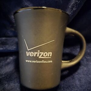 Rare Verizon Fios Matte Black Red Lining Coffee Mug EUC